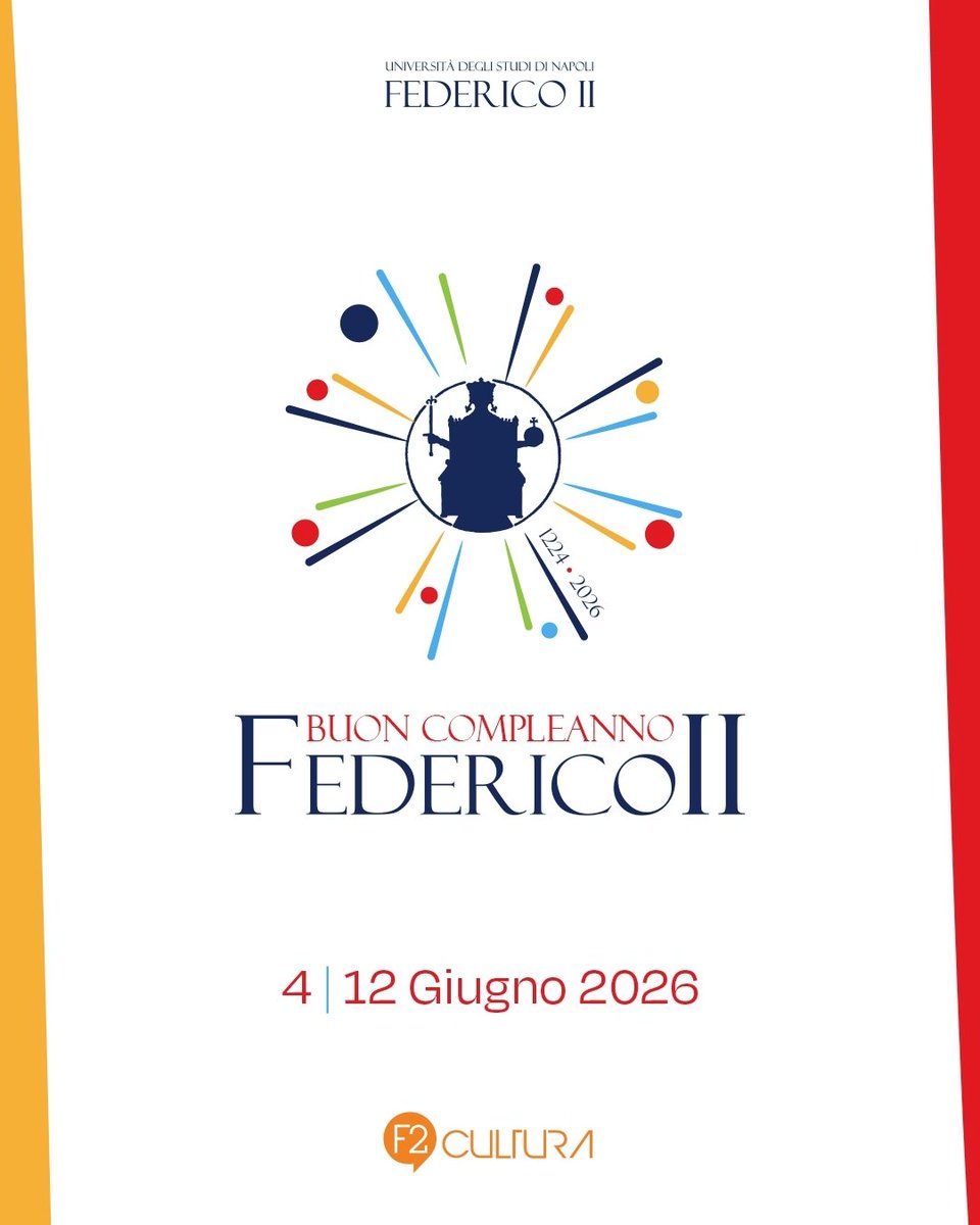 UninaIT's tweet photo. Buon Compleanno Federico 2026!

Dal 4 al 12 giugno 

I dettagli del programma sui siti https://t.co/y5QMLN21nq 
e https://t.co/TmDmUzkxvq 

#BCF2026 #unina #FedericoII #802annidisaperi https://t.co/6OMv1QgOE4