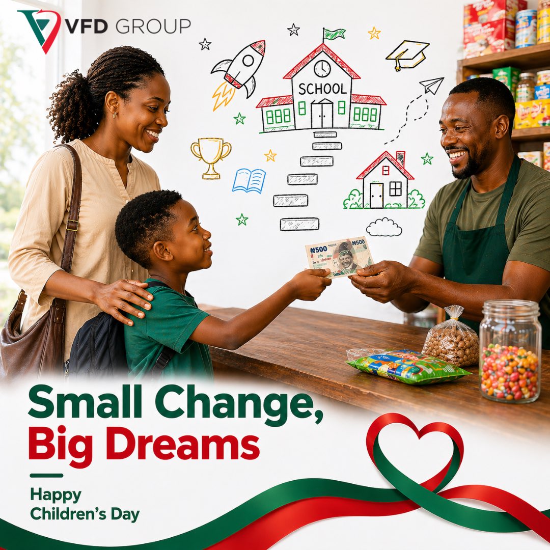 VFDGroup's tweet photo. Every naira passed across the counter is a lesson in value, and every lesson plants a dream. 💫

From rockets to the real futures they inspire, we celebrate the children daring to imagine more. 🚀

Happy Children’s Day from us at VFD Group.

#ChildrensDay #VFDGroup #BigDreams https://t.co/SMM8aSqMDA