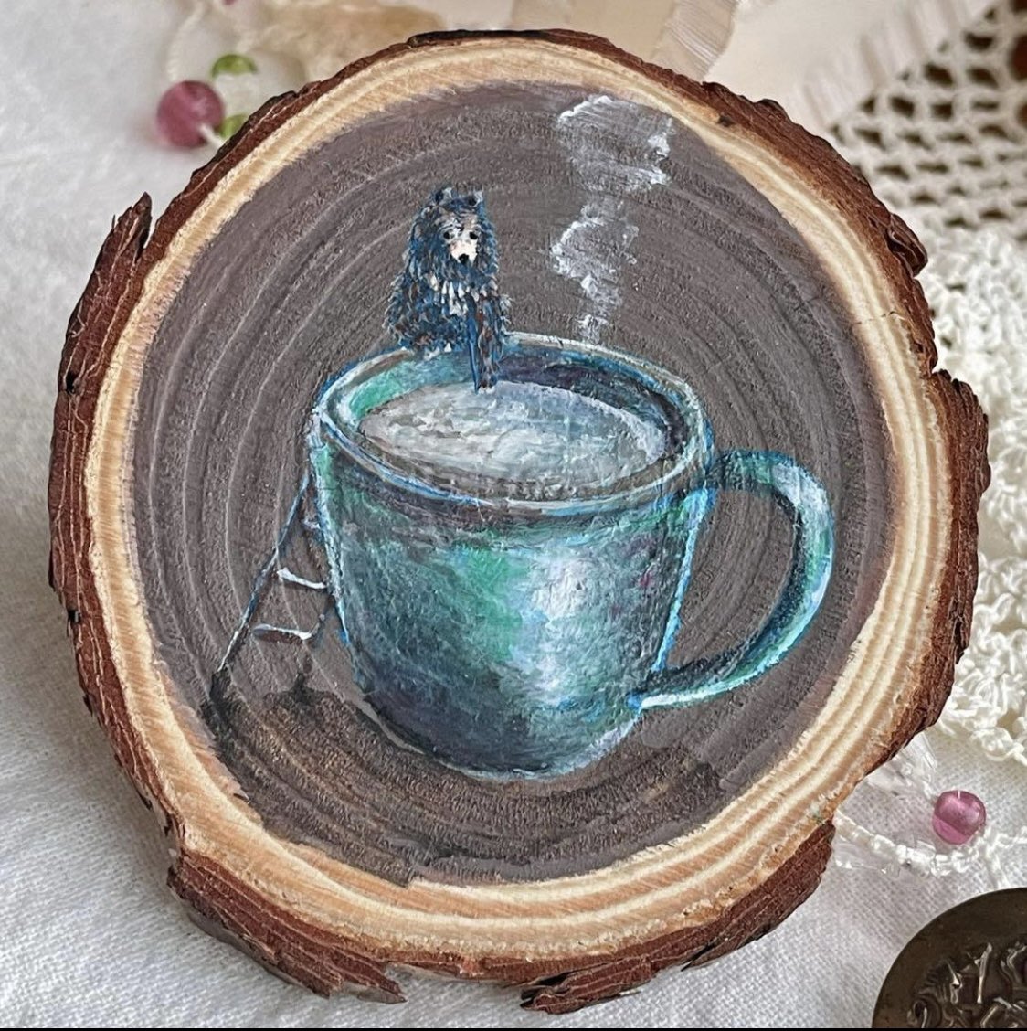 shiorinoconomi's tweet photo. 🎨趣味のアクリル画☕️

温度を確かめるくまさんです。

ー温度を確かめて…浸かるのでしょうか。

🪜☕️🧸💭

ーーー
私もお風呂から上がって寝支度をしているところです。

今日も一日おつかれさまでした。

おやすみなさい♪ https://t.co/FlnqathYIa