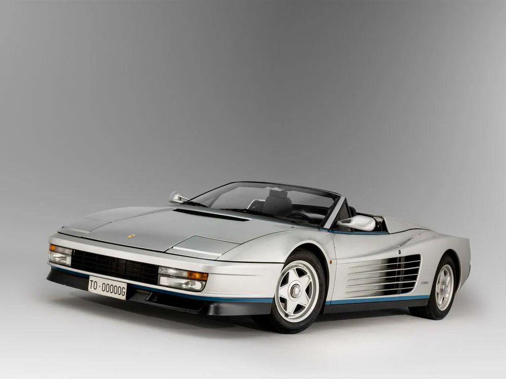 markgranza's tweet photo. My favorite Ferrari ever made is Gianni Agnelli's 1986 Testarossa Spider—the only Testarossa Spider officially commissioned and built in-house by Ferrari, requested by Agnelli himself to mark his 20th year in charge of Fiat. Silver, not red, referenced his initials "Ag", the periodic table's symbol for the metal.