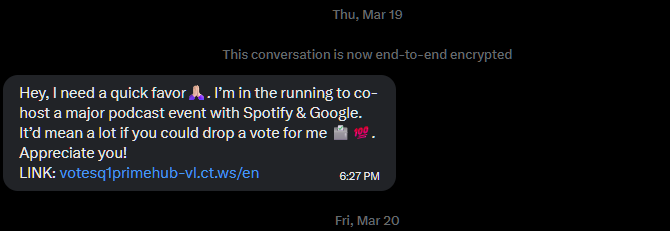 This is why I don't check my messages. If you get a message like this ...