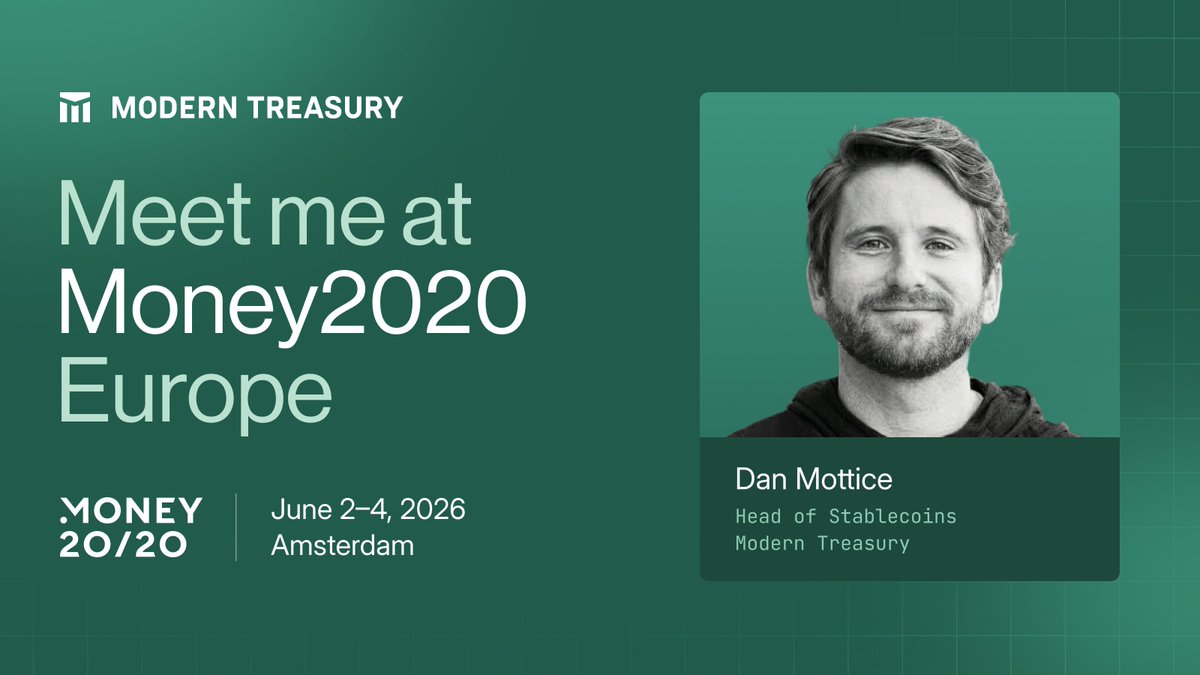 mottice's tweet photo. heading back to Amsterdam next week for Money20/20 Europe

if you’re around and want to talk stablecoins, Global USD Accounts or payments, DM me and let’s connect

we’re also hosting a breakfast on June 4th alongside @openfx_  and @thestablecon  for folks in town:
https://t.co/XtkcFhwMnM