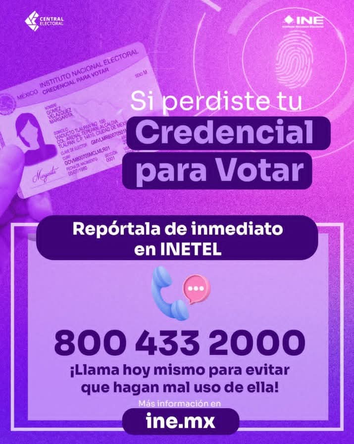 08Junta's tweet photo. Cuidar tu credencial es cuidar tu voz en la democracia.
 Como parte de una ciudadanía activa, proteger nuestro registro es un compromiso compartido. Al reportar el extravío, aseguras que el Padrón Electoral siga siendo confiable y transparente para todos.
Línea: 800 433 2000 https://t.co/0iCz53TRMO