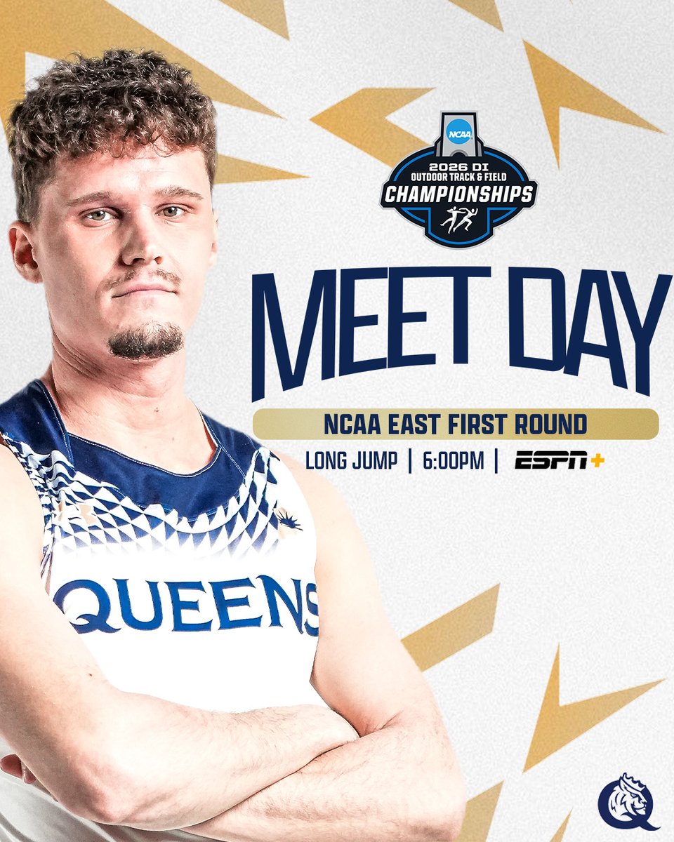 QueensTrack1's tweet photo. Tune in to the 2026 NCAA Outdoor Track and Field Championships this evening to catch Petar Canak in action as he competes in the long jump. 

📍 Lexington, Ky.
📺 https://t.co/x8oTVCP3BQ 
✏️ https://t.co/0Nso3PIlqj 

#RoyalsRise | #QUeenCity | #ALLIn https://t.co/oVUqe8wCbJ