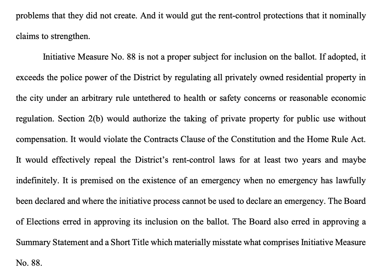 maustermuhle's tweet photo. Interesting: A local real estate broker is suing to stop a proposed initiative that would freeze rent in D.C. for two years (among other things) from being allowed on the ballot. He says it's unconstitutional and violates D.C.'s law on ballot initiatives. https://t.co/QjNDXufq3F