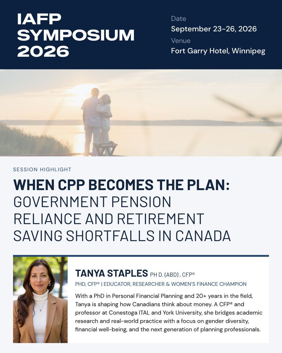 AdvancedPlanner's tweet photo. Are Canadians relying too heavily on public pensions?

At the 2026 IAFP® Symposium, Tanya Staples examines how that confidence may be shaping retirement outcomes.

🔗 https://t.co/aUlalJGPba https://t.co/gXlZ7MEJlJ