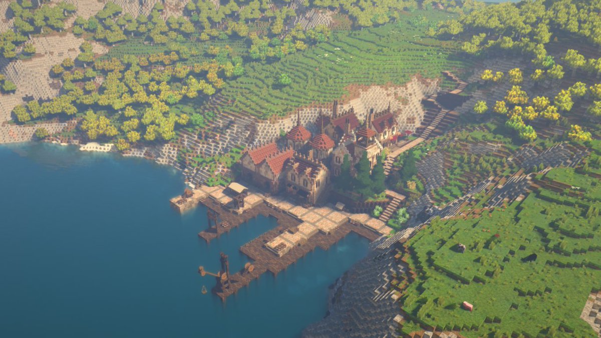 justinia_mc's tweet photo. 港から崖上に上がる道沿いに酒場を作りました。
港町と言えば酒場。

しかし崖の裂け目のような狭い場所に作られた港なので建物が窮屈ですね。
その窮屈さも味わいだけど。
地形を生かして活気のある雰囲気の町にしていきたいものです。

#Minecraft
#MiniaTuria https://t.co/rfHFWGIdCW