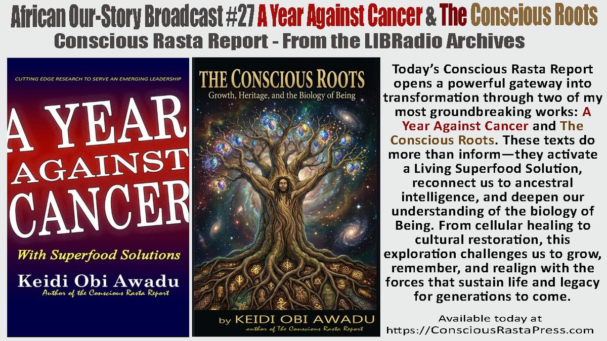 ChefKeidi's tweet photo. Today, the Conscious Rasta opens a powerful gateway to transformation through two of my groundbreaking works: A Year Against Cancer &amp; The Conscious Roots. These texts do more than inform. They reconnect us to ancestral intelligence and our roots.
View at https://t.co/OTfdXqFVSo https://t.co/jH5rX0blrP