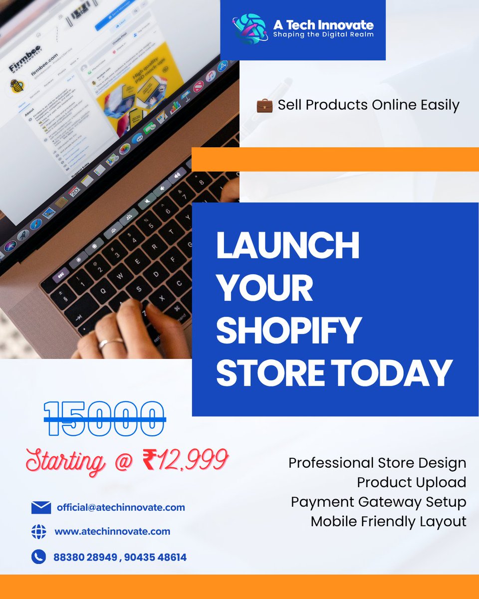 atechinnovate's tweet photo. 🛒 Launch your Shopify Store today!

✔ Professional Store Design
✔ Payment Gateway Setup
✔ Mobile Friendly Layout
🔥 Starting @ ₹12,999
📞 88380 28949
🌐 https://t.co/ox0G5Iy1eb

#Shopify #Ecommerce #OnlineStore #BusinessGrowth https://t.co/IV5JIFPggr