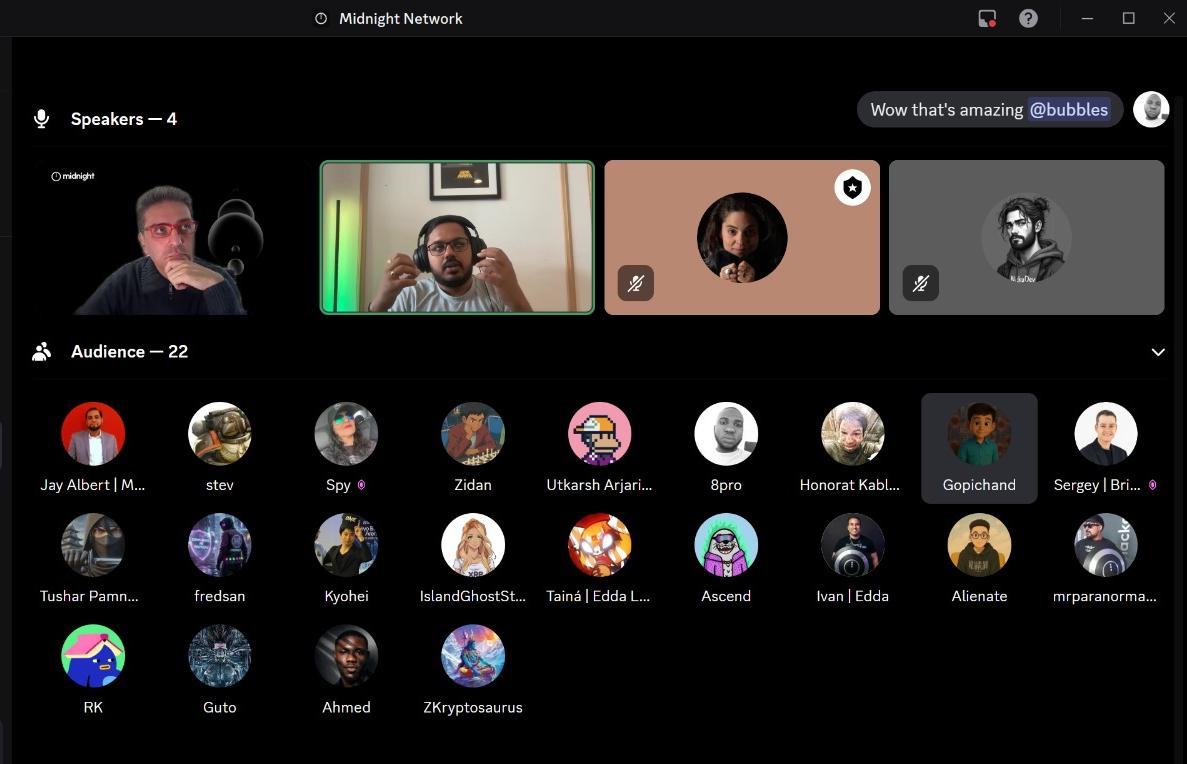 KryptosaurusEth's tweet photo. Aliit candidate hangout session 💫
@MidnightNtwrk &amp; Privacy is the Alpha 🔥 https://t.co/369SpqDFNZ