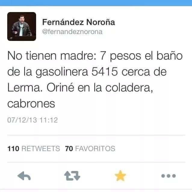 JefazoKamikaze's tweet photo. @ClaraBrugadaM ¿Y como le van a explicar a @fernandeznorona que tiene que pagar $7 pesos por ir al baño? https://t.co/PHSF5t7EvY