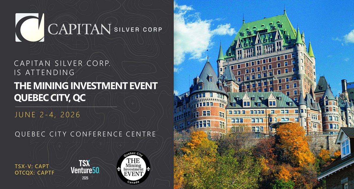 CapitanSilverC's tweet photo. Capitan is attending THE Mining Investment Event in Quebec City June 2-4!

The Company is looking forward to meeting with shareholders and investors to discuss the progress and potential of our flagship Cruz de Plata silver-gold project

$CAPT.V $CAPTF https://t.co/JzUamNBT1T