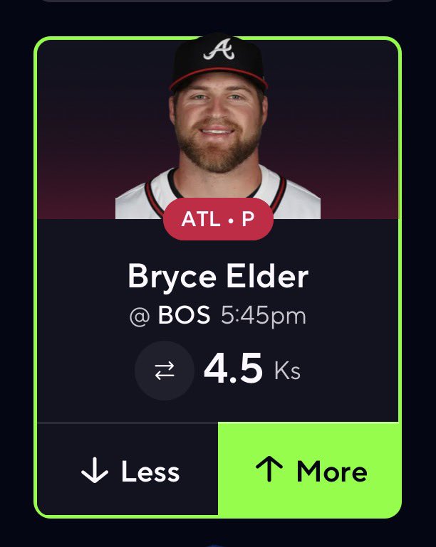 LocksWithCole's tweet photo. HOW DO YOU NOT TAKE THIS⁉️

~ Bryce Elder “O” 4.5 K’s

• averaging 5.8 K’s in his L5

• 8.2 K’s per 9 in his L5

• Over in 7 of 11 starts this year 

• BOS has a 30.7% whiff rate vs sliders

 @rotobot_ai 

#PrizePicks #PrizePicksMLB #GamblingX #POTD https://t.co/WZPFLizebc