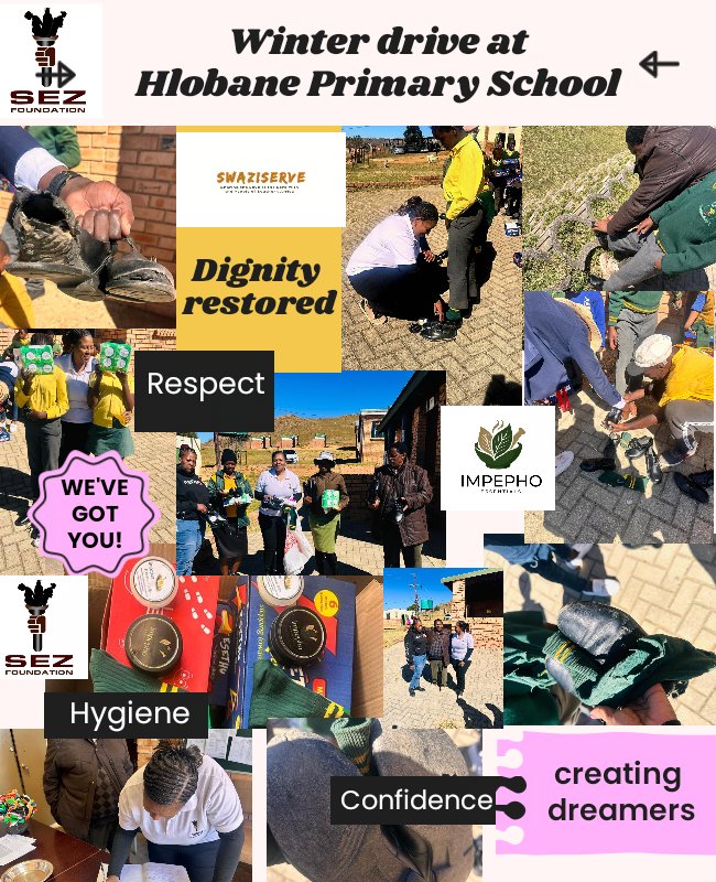 sezfoundation's tweet photo. Here’s a snapshot of our Winter Drive at Hlobane Primary School .
Thank you to all our partners. Your support has brought smiles, warmth, and a sense of belonging to our dreamers. 
#SEZFoundation #WinterDrive #HlobanePrimary #CreatingDreamers #restoringdignity https://t.co/MQAiyB37xV