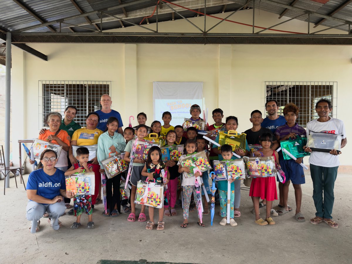 AidfiOrg's tweet photo. Today, AIDFI proudly conducted the distribution of school supplies to the students of the Mambugsay Essential Oil Producers Association (MEOPA),  27 students received essential school supplies to help support their education and prepare them for the upcoming school year. https://t.co/eXKTvFA827