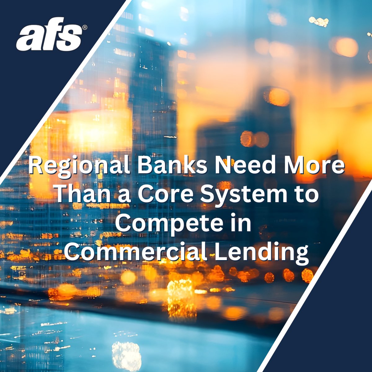 afs_vision's tweet photo. Core systems weren’t built for today’s lending complexity. Relying on the core means slower growth, higher risk, and missed opportunities. There’s a better way. Read why top banks are turning to specialized #CommercialLending systems to stay competitive.
 https://t.co/xyLrZ8uvB3 https://t.co/3Imn3P1R4v