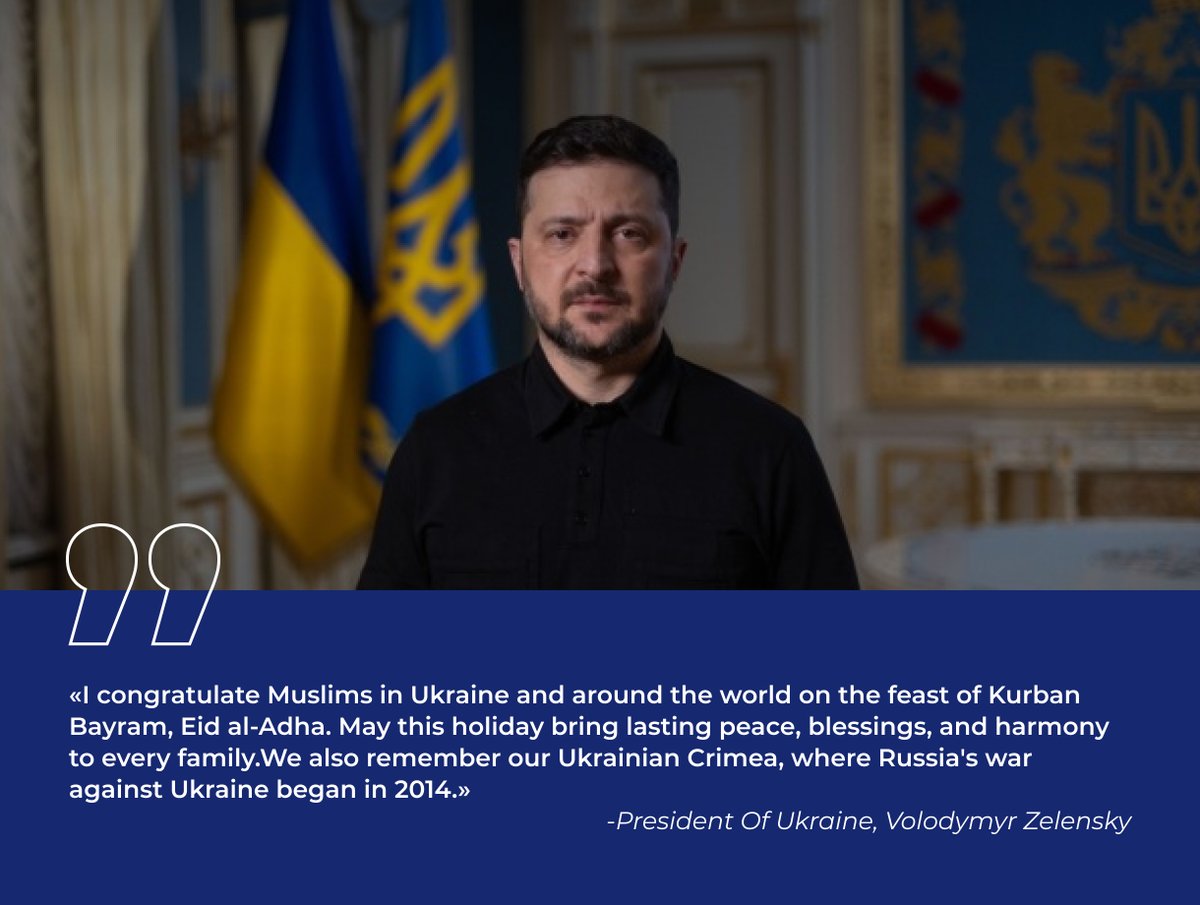 crimeaplatform's tweet photo. President of Ukraine Volodymyr Zelenskyy Congratulated Muslims on the Occasion of Eid al-Adha https://t.co/Cv60b9hDYJ