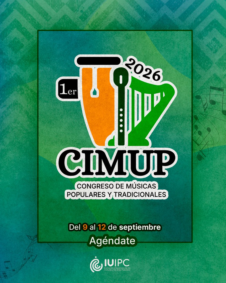 IUIPCCali's tweet photo. Nos complace anunciar la primera edición del Congreso Internacional de Músicas Populares y Tradicionales (CIMUP), un espacio diseñado para la reflexión, el intercambio de saberes y el fortalecimiento de nuestra identidad sonora. https://t.co/1gCOu6WkF9