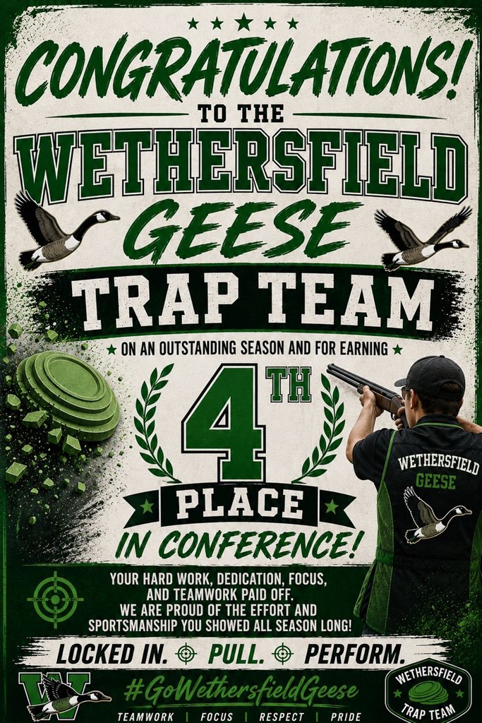 Wethersfield230's tweet photo. Congrats and Good luck Trap team Friday and Saturday at state competition! https://t.co/AIA0CRzpua