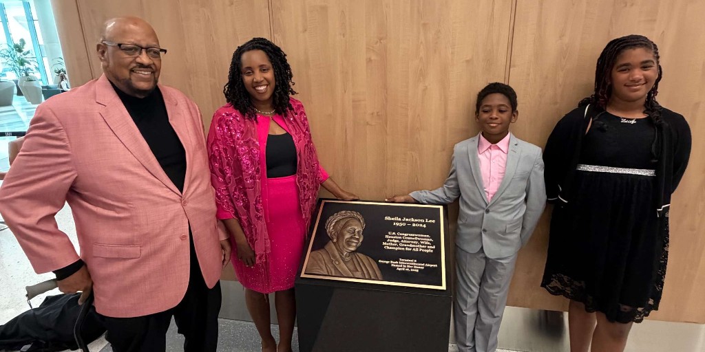RodneyEllis's tweet photo. The dedication of the Sheila Jackson Lee Terminal E at George Bush Intercontinental Airport is a fitting tribute to a fearless leader, proud Houstonian, and tireless advocate whose impact on our city and nation will never be forgotten. 

From her years of service as a Municipal Judge and City Council Member to her decades in Congress, Congresswoman Jackson Lee dedicated her life to fighting for the people of Houston. Her legacy of leadership, service, and advocacy will continue to inspire generations to come, and it’s only right that her name now holds a permanent place in the city she loved so deeply.