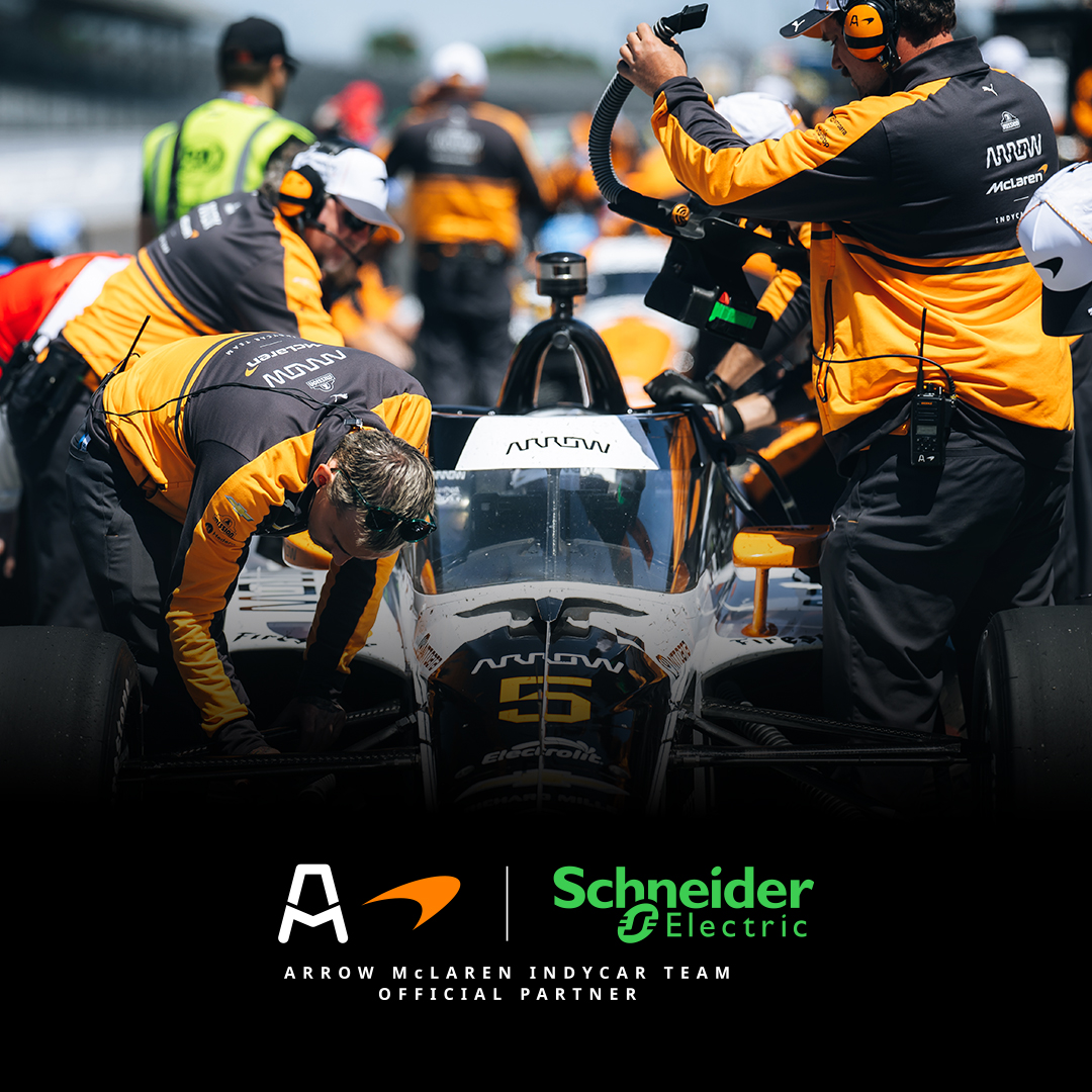 SchneiderElec's tweet photo. Driving at top speeds for 500 miles requires relentless resilience.
As McLaren Racing's Official Energy Technology Partner, we helped innovate under the extreme conditions of the Indy 500. Now, we'll continue #AdvancingEnergyTech on the track—and beyond.
Read about our partnership https://t.co/S7OQHMFHPR