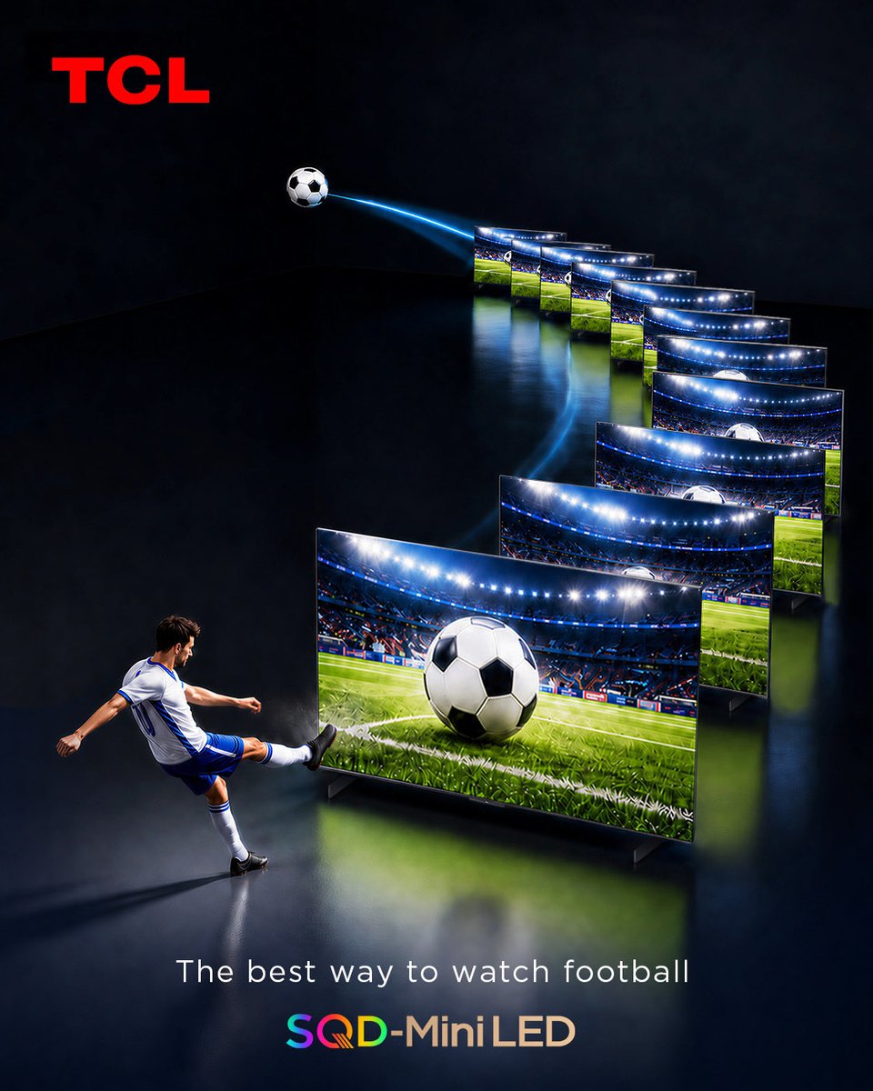 tcl_india's tweet photo. Where advanced display technology meets the passion of football. 😍
#SQDminiled #football #tclindia #advancedtechnology worldcup
(TCL India, SQD mini led tv, advanced display quality, football match https://t.co/FbTqXxNxsC