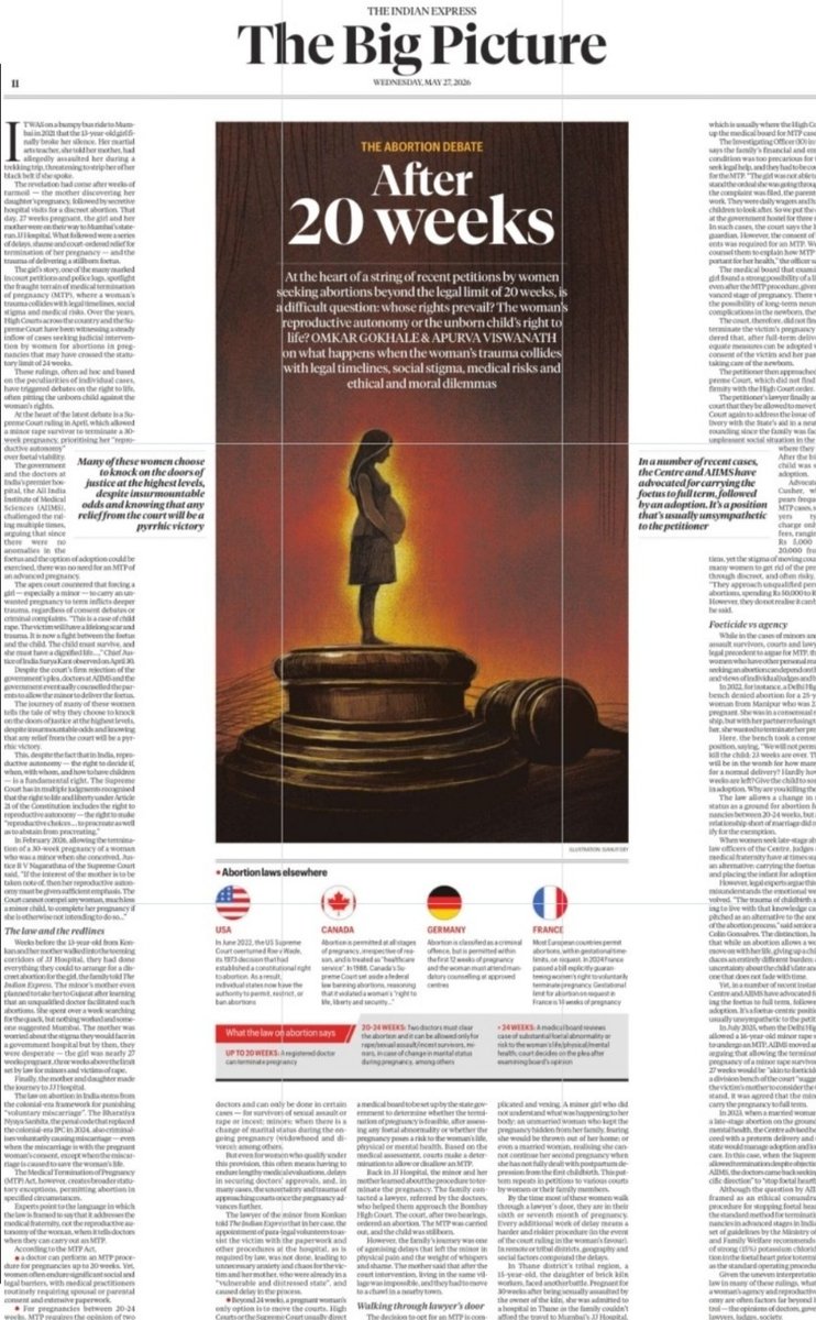 OmkarGokhale91's tweet photo. At the heart of recent pleas seeking abortions is a difficult question: whose rights prevail? Woman’s reproductive autonomy or unborn child’s right to life? Deep dive on what happens when her trauma collides with legal, social costs &amp; medical risks 

https://t.co/kidw8rTriI https://t.co/Nm6zFlgE6v