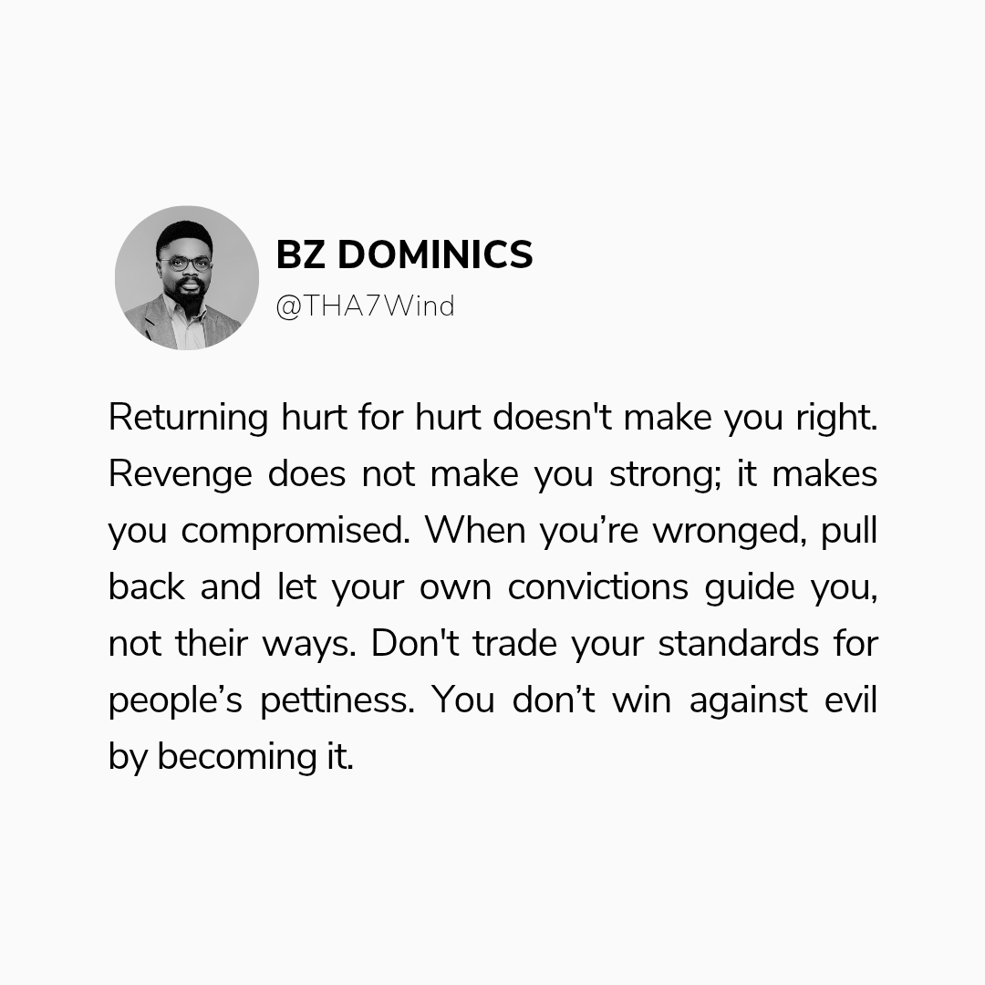 THA7Wind's tweet photo. Don't trade your standards for people’s pettiness. You don’t win against evil by becoming it #successmindset #success #peaceofmind #rightthinking https://t.co/CbrRMsL13u
