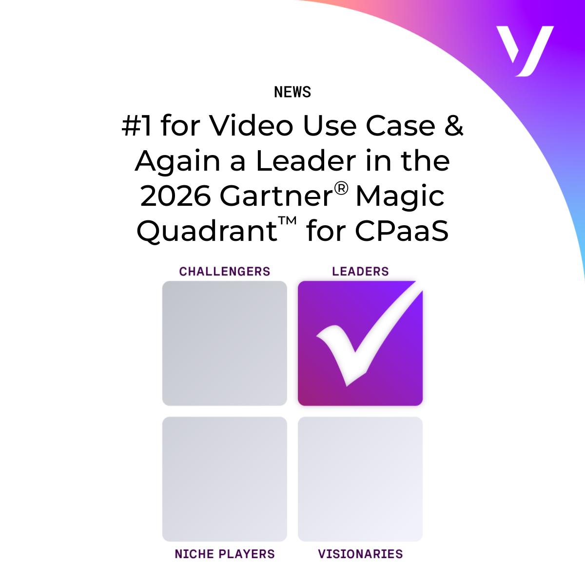 Vonage's tweet photo. Leading in CPaaS and First in Video

We believe our 2026 Gartner® recognition highlights what sets Vonage apart — video API capabilities among the most extensive in the industry, alongside our strengths in security and AI-powered features. 

Learn more. https://t.co/feLeg8IAlA https://t.co/okEIEYdI3R