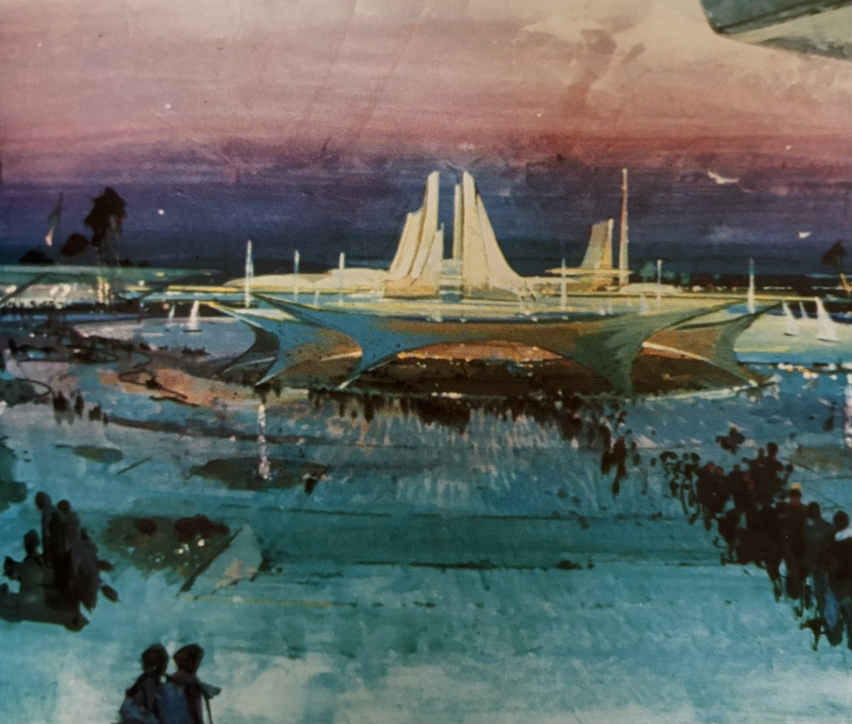 csmithdisney's tweet photo. Early Epcot concept art by Herb Ryman. #wdw #disney #disneyworld #waltdisneyworld #epcot https://t.co/i6dsOglxau