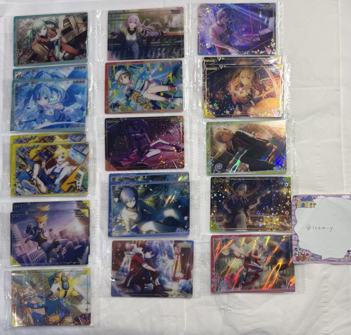 icem_y's tweet photo. 【交換】プロセカ ウエハース

譲　ミク リン レン ルカ MEIKO KAITO 一歌 咲希 志歩 穂波 みのり 遥 雫 こはね 杏 司 えむ 寧々 類 奏 まふゆ 絵名 瑞希

求　画像1枚目
　　VD愛莉 > 彰人 冬弥 愛莉

郵送での交換
検索からでもお気軽にお声がけください。 https://t.co/VCT2Ihl5Ml