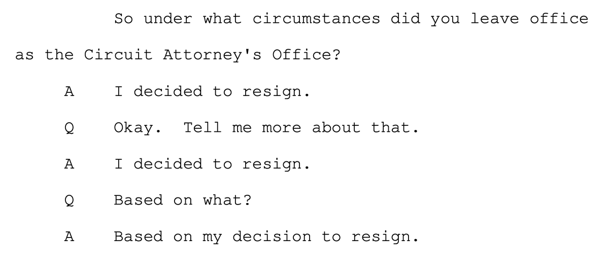 RyanWKrull's tweet photo. Kim Gardner on the circumstance surrounding her exit from office a few years ago. https://t.co/oOAUjGGALw
