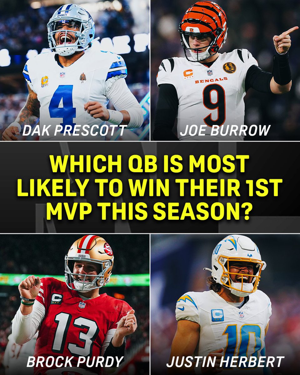 NFLonDAZN's tweet photo. Which of these QBs is most likely to win their first MVP award this season? 🤔

#NFLonDAZN https://t.co/0IO5ghnGwK