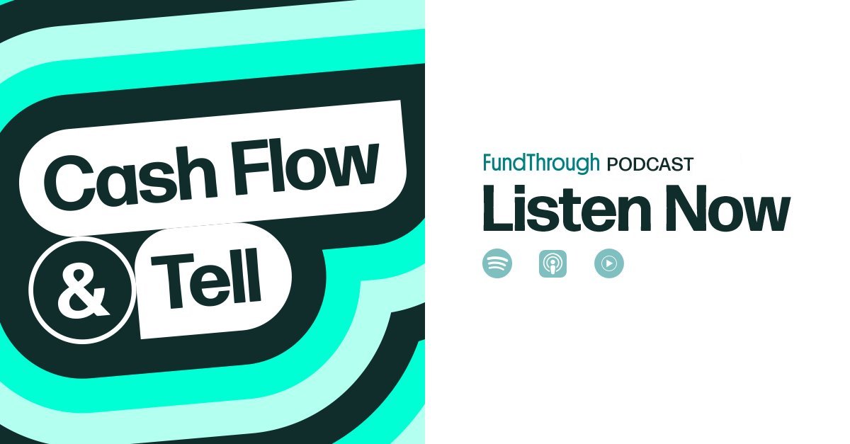FundThrough's tweet photo. Post text (excluding link):
3 new Cash Flow &amp; Tell episodes just dropped: first hires, cross-border finance, and building your capital stack. Real talk for SMB operators. 🎙️https://t.co/GJoexY5wDK  #CashFlowAndTell https://t.co/IGrUV8k52X