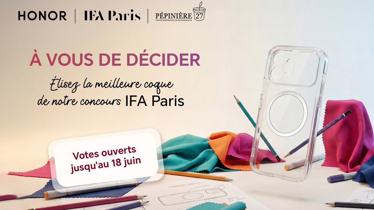 Honor_FR's tweet photo. À vous de décider ! 🫵 
Les étudiants de @ifaparis ont conçu la prochaine coque de protection du HONOR 600. 
Votez pour votre création favorite et partagez-la avec vos proches 
👉 https://t.co/ck6Hb2bTb5

Les votes sont ouverts jusqu'au 18 juin ! 🗳️
#HONORxIFAParis #DesignContest #HONOR600
