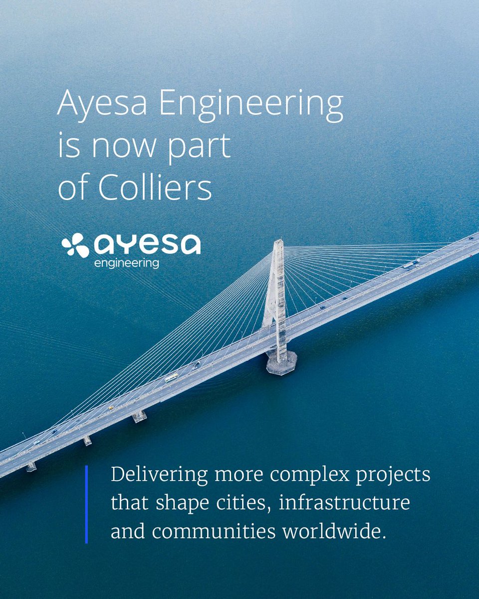 AyesaEngUKIE's tweet photo. Ayesa Engineering UK &amp; Ireland is now part of @ColliersEng , C forming a network of 11,000+ engineering professionals across 23 countries, Read More: https://t.co/dEsbhUsWje https://t.co/ZI6m2XudJJ