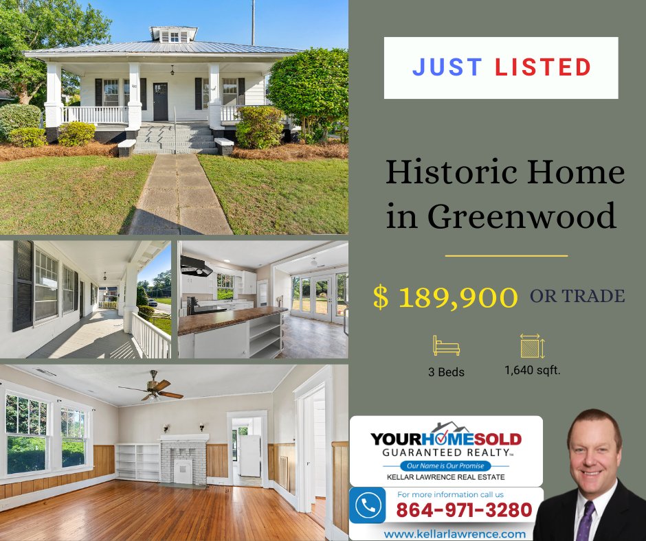 KellarRealtor's tweet photo. Just Listed | Historic Home in Greenwood

💲189,900 or TRADE

𝐇𝐨𝐦𝐞𝐛𝐮𝐲𝐞𝐫𝐬 – Unlock VIP Perks!
✨ 1% OFF current interest rates
✨ 2-Year Buy Back Guarantee
✨ Cash Toward Closing Costs

#KellarLawrence #YourHomeSoldGuaranteed #NewListing #GreenwoodSC #LanderUniversity https://t.co/gIbd1XW38E