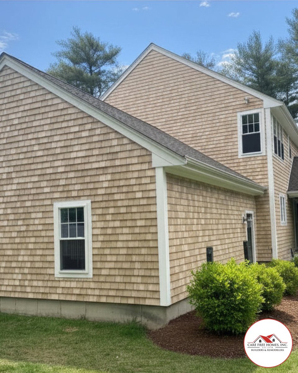 makeitcarefree's tweet photo. Stunning, stress-free, and oh-so-real-looking CertainTeed vinyl siding 🤩💆🏼Is it cedar shingles? Nope! This Assonet, MA home upgraded their exterior with CertainTeed Cedar Impressions Individual Sawmill shingles vinyl siding! This top-notch siding is virtually indistinguishable from its natural cedar shingle cousin; making its color name, Natural Blend, absolutely perfect!

Why choose Care Free Homes, Inc.?

🏠 CertainTeed SidingMaster Pro
🏠 Local, Family-Owned and Operated for 48+ Years
🏠 Flexible Financing Options for Qualified Homeowners
🏠 A+ rated, Accredited BBB member for 30+ Years
🏠 Expert craftsmanship and industry leading warranties

Want a Care Free experience when remodeling your home? Get started with a FREE siding quote today!

☎️ Call (508) 997-1111 or
🗓️ Schedule an appointment online - link in our bio!

Read more on our blog:

https://t.co/82C3P0D8SH

#CareFreeHomesInc #SidingContractor #FreeSidingQuote #AssonetMA #FamilyBusiness