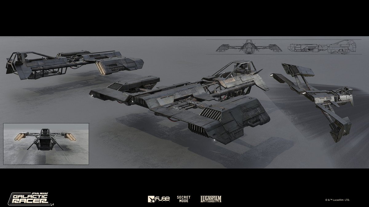 Fuse_Games's tweet photo. The Kor Sarun: Rak S skim speeder sits between reality and fiction- drawing from real-world vehicles while staying consistent with the game’s visual language. Fuse's Principle Vehicle Artist, Mike Whiteley, breaks down that balance: 

“The 'Rak S' was designed as part of the ‘Kor Sarun’ vehicle theme, drawing loosely from existing Sith-inspired designs that favour sleek, discreet forms with mechanical elements tucked beneath the bodywork. Real-world references like the F-117 Nighthawk helped ground the design, while incorporating both new and existing STAR WARS cues ensured it felt familiar, but still fresh within the roster.