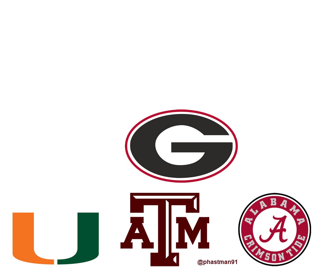phastman91's tweet photo. @CBKReport Schools that made the college football playoff, the college basketball playoff, and the college baseball playoff. https://t.co/yBHcoLaUzS