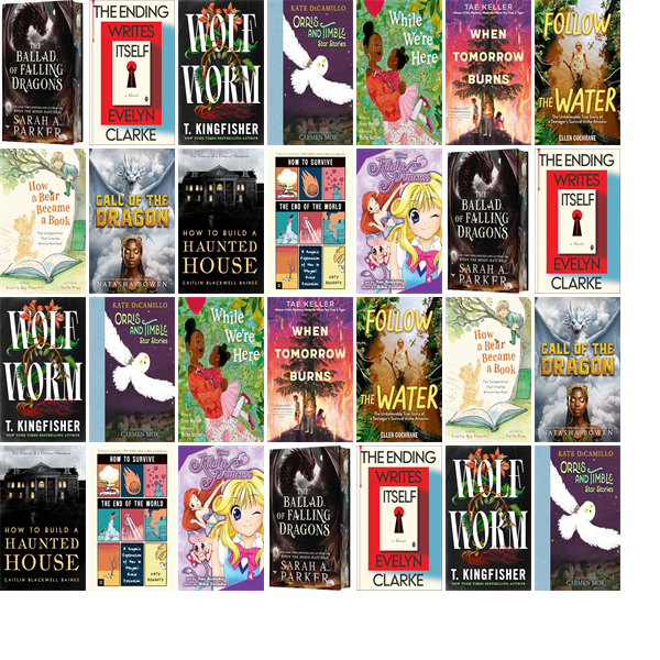 SomersetCL's tweet photo. This week the Somerset County Library has twelve new books.  New items include The Ballad of Falling Dragons, The Ending Writes Itself, Wolf Worm, Orris and Timble, While WeÆre Here, When Tomorrow Burns, Follow the Water, and How a Bear Became a Book. https://t.co/HULesxwMLT https://t.co/tDDFnMY2wu