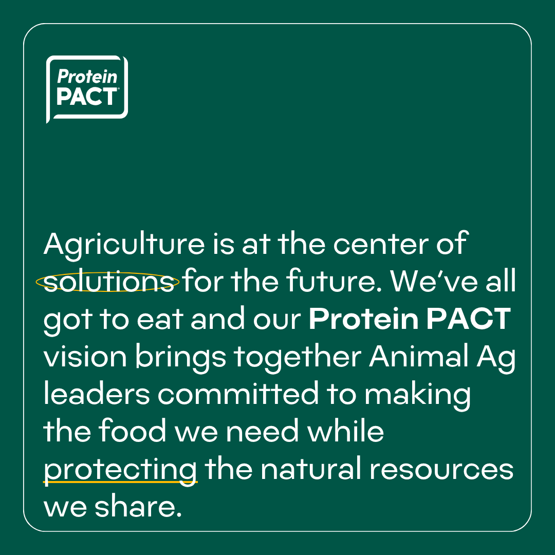 TheProteinPACT's tweet photo. Agriculture is at the center of solutions for the future. We've all got to eat, and our #ProteinPACT vision brings together #AnimalAg leaders committed to making the food we need while protecting the natural resources we share. #FoodSystems #MeatIsImportant https://t.co/rj9XZ6Frh8
