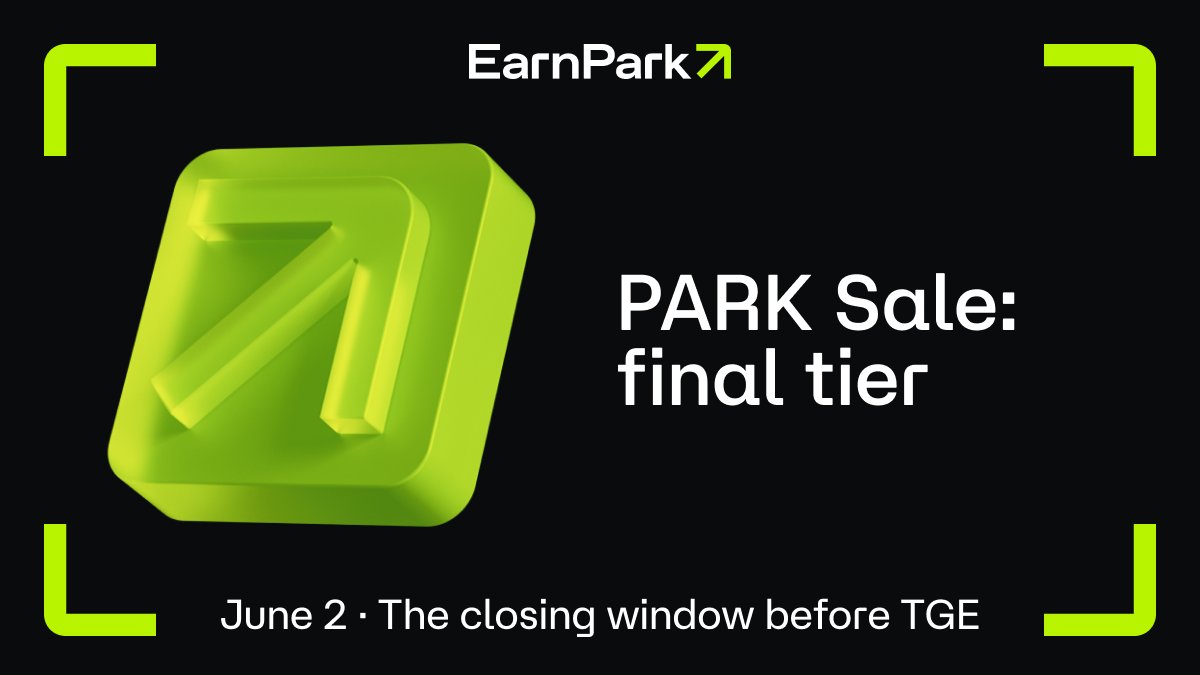 _Earnpark's tweet photo. Most token sales are an event. $PARK sale has been a process.

6 tiers across 13 months, public terms throughout.
Final tier opens Tuesday, 2 June.
After that – TGE and listing.
This is the closing window of a structured sale, not the opening of a new one. https://t.co/9InTemqh0z