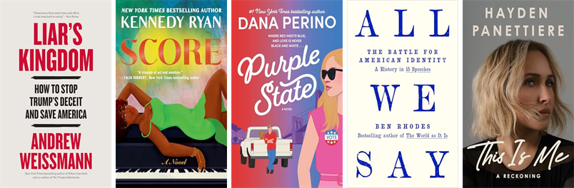 SharonLibraryMA's tweet photo. This week the Sharon Public Library has 103 new books and one new movie.  New items include Liar's Kingdom, Score, The Fine Art of Lying, Purple State, Stripped Down, All We Say, This Is Me, Kissed by the Gods, and Where the Wildflowers Grow. https://t.co/vcipfyfslP https://t.co/3pcjPttJQE