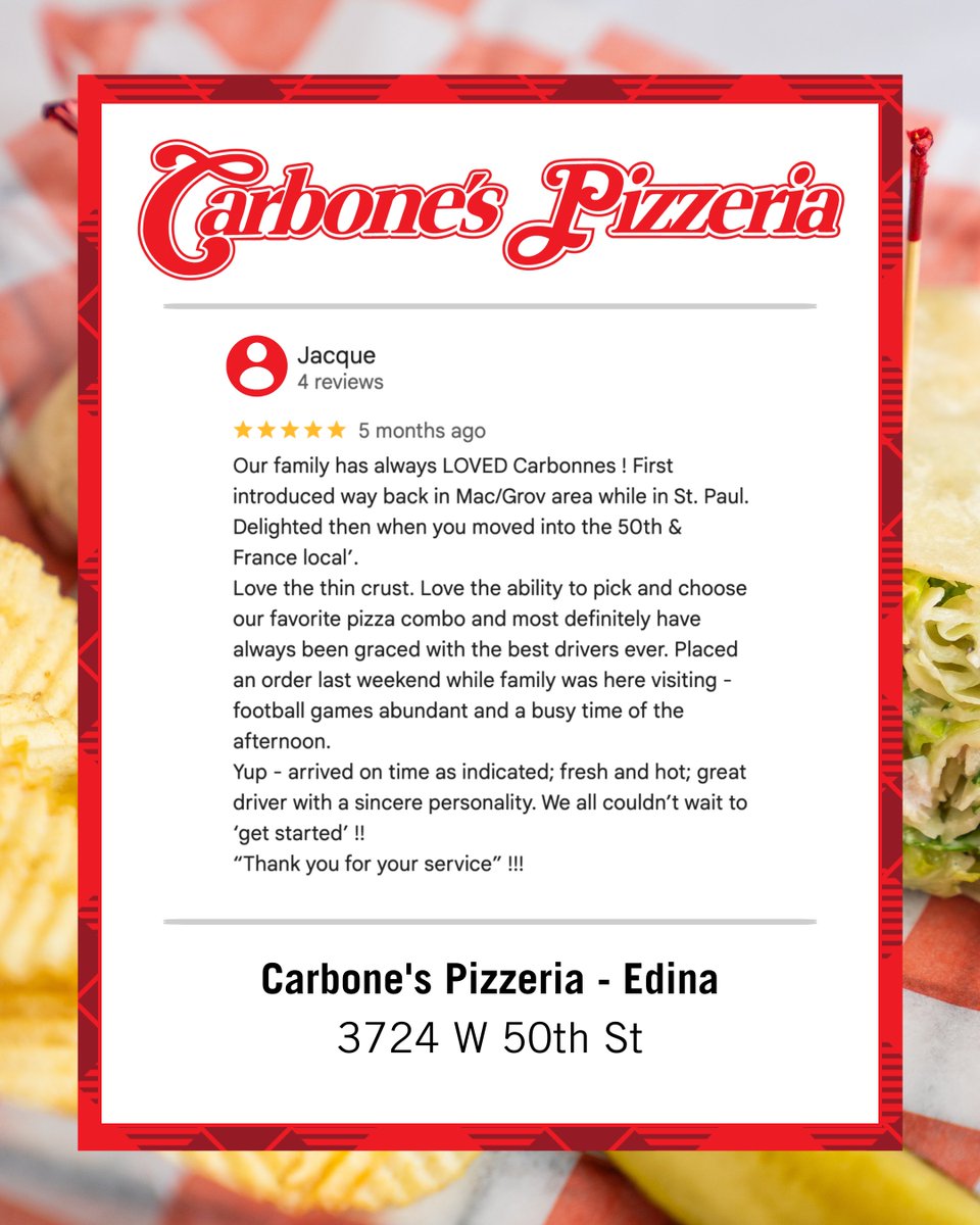 Carbones_Pizza's tweet photo. Stories like this are the best part of what we do.
Thanks for keeping the tradition going at Edina. #carbones #pizza #minnesota https://t.co/y7BT6LSOQv