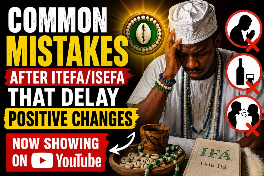 Ifasoto's tweet photo. Common Mistakes After Itefa/Isefa That Delay Positive Changes https://t.co/kNQ235hy5j via @YouTube https://t.co/ZPZTewfFB7