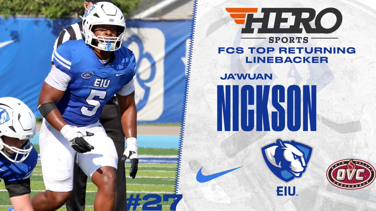 EIU_Panthers's tweet photo. Ja'Wuan Nickson from @EIU_FB has been named one of the top returning FCS linebackers by @HEROSports_FCS 

Nickson was rated the No. 27 returning linebacker after finishing last year with 95 tackles (8.5 TFL)

Release🏈👀⬇️
https://t.co/mOcXJi3sEp https://t.co/BooHjBa7Rb