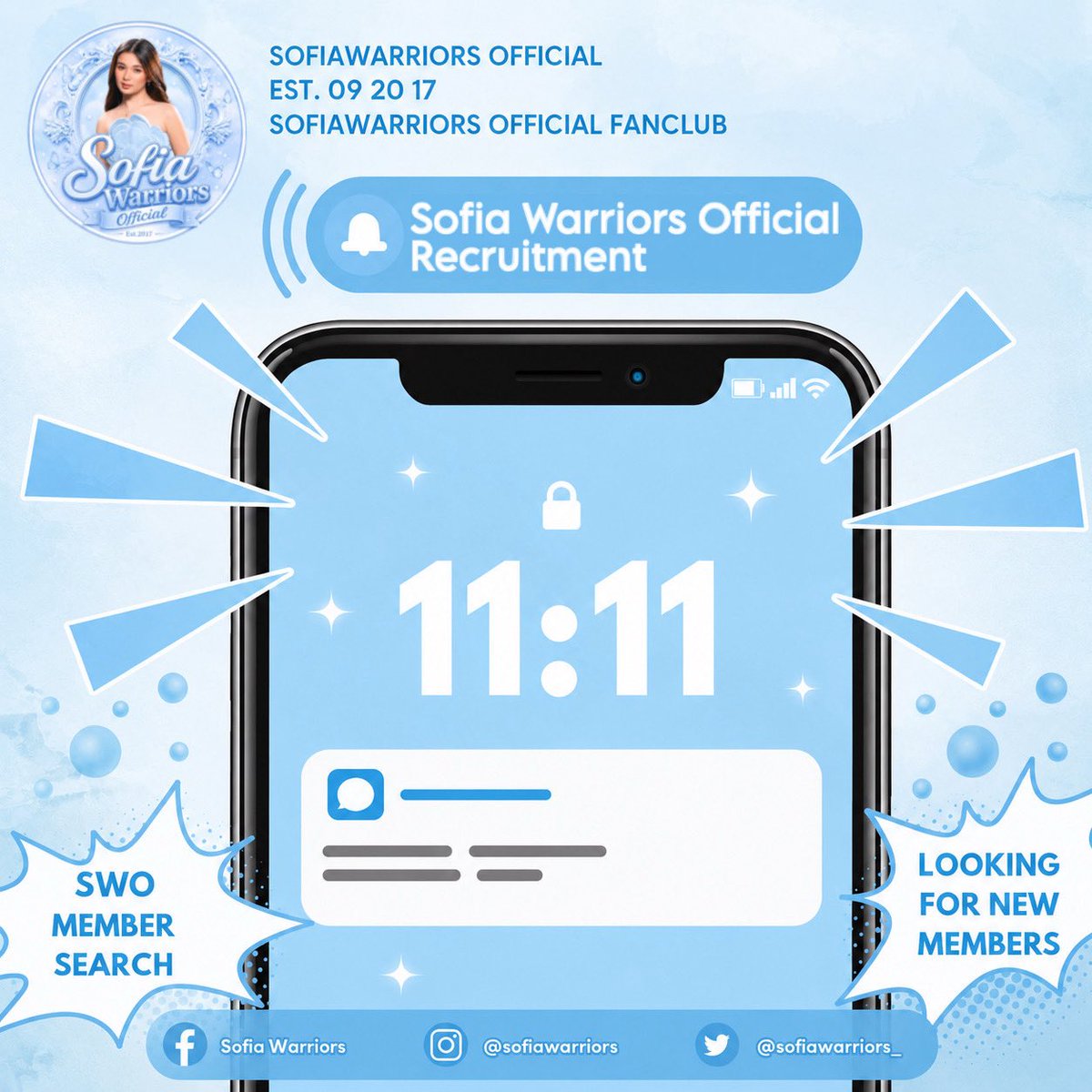 sofiawarriors_'s tweet photo. 💙 SOFIA WARRIORS FANMILY OPEN! 💙

Want to join our FanMily? 🫶  
Comment your Age &amp; Location below!

✨ If we react, kindly send us a DM to join. 💌  

#WeAreSofiaWarriors https://t.co/5UqKhfgzUr