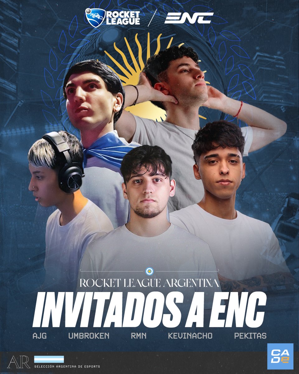 ARGEsportsTeam's tweet photo. ¡INVITADOS AL EVENTO PRINCIPAL DE ROCKET LEAGUE! 

Gracias a los resultados de nuestros jugadores, la Selección Argentina ya está directamente clasificada a la @ENC_EN ⭐️

El primero de muchos, nos vemos en noviembre 🇦🇷 https://t.co/WH4tgylB0F