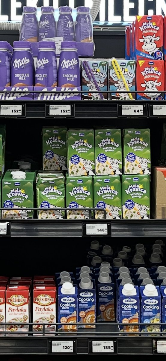 ReciklerkoCans's tweet photo. Dairy and culinary products, specifically cooking creams, whipping creams (Creme Patisserie), and dessert toppings(Krem šlag, Hulala, Halta)
https://t.co/nMgsTFTmV1
#DairyAisle #Supermarket #Merchandising #CookingCream #WhippingCream #Meggle #mojakravica #Halta #Shelves https://t.co/jQSwJXd0G6